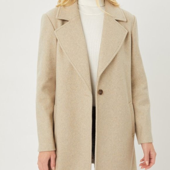 🥰 1 LEFT 🥰 Single Breasted Fleece Coat, Oatmeal - Picture 4 of 7